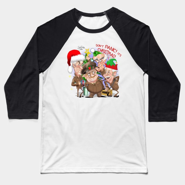 Dads army Christmas Baseball T-Shirt by Sarah Bailey TV Cartoons